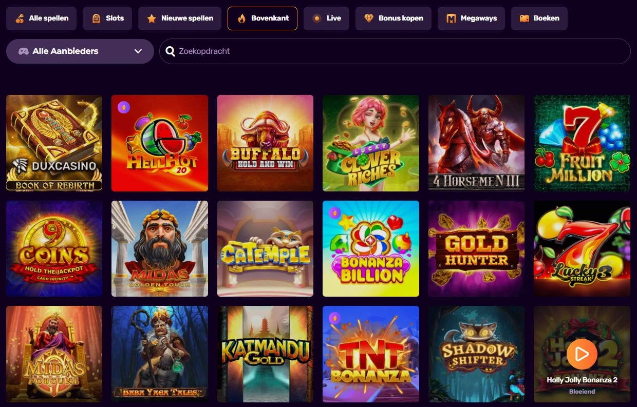 Duxcasino live slots met echte dealers