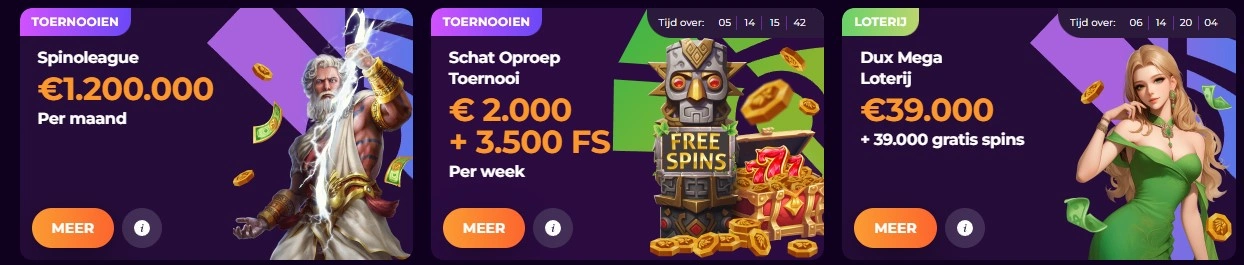 Duxcasino hoofdinterface van het live casino